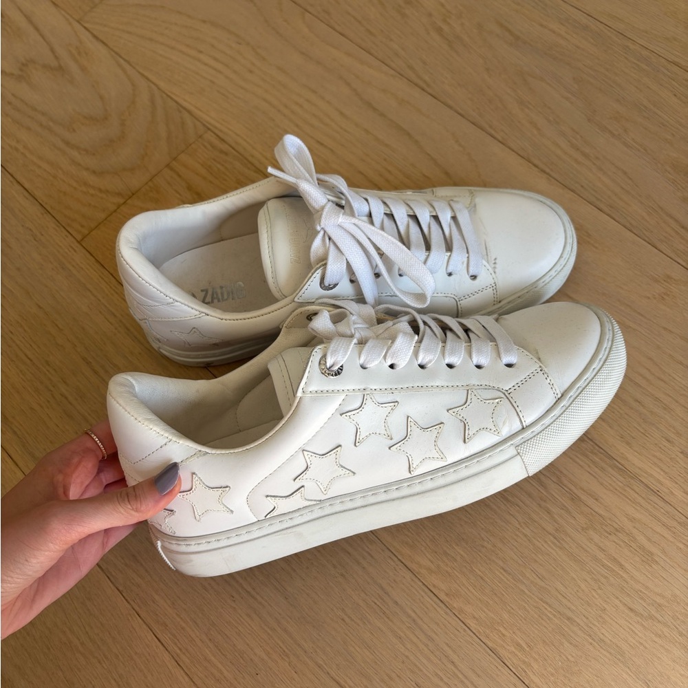 Zadig & Voltaire White Star-Embellished Sneakers